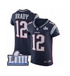 Men's Nike New England Patriots #12 Tom Brady Navy Blue Team Color Vapor Untouchable Elite Player Super Bowl LIII Bound NFL Jersey