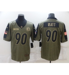 Men's Pittsburgh Steelers #90 T. J. Watt Nike Olive 2021 Salute To Service Limited Player Jersey