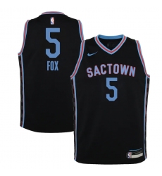 Youth Sacramento Kings #5 De'Aaron Fox Nike Black 2020-21 Swingman Jersey