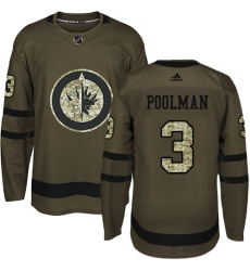 Men's Adidas Winnipeg Jets #3 Tucker Poolman Authentic Green Salute to Service NHL Jersey