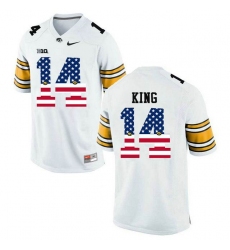 Iowa Hawkeyes #14 Desmond King White USA Flag College Football Limited Jersey