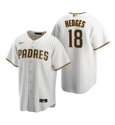 Men's Nike San Diego Padres #18 Austin Hedges White Brown Home Stitched Baseball Jersey