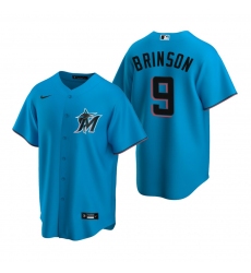 Men's Nike Miami Marlins #9 Lewis Brinson Blue Alternate Stitched Baseball Jersey