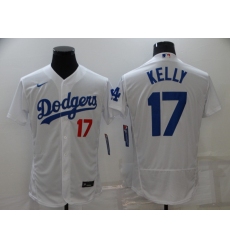 Men's Los Angeles Dodgers #17 Joe Kelly White Flex Base Stitched Baseball Jersey