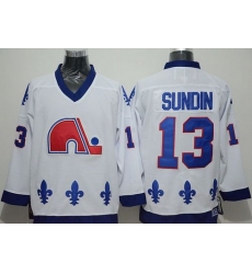 Nordiques #13 Mats Sundin White CCM Throwback Stitched NHL Jersey