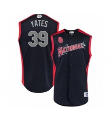 Men's San Diego Padres #39 Kirby Yates Authentic Navy Blue National League 2019 Baseball All-Star Jersey