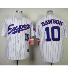 Mitchell and Ness 1982 Expos #10 Andre Dawson White Blue Strip Throwback Stitched Baseball Jersey