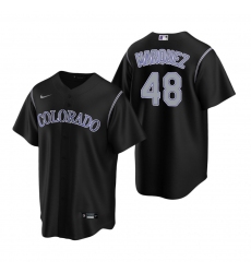 Men's Nike Colorado Rockies #48 German Marquez Black Alternate Stitched Baseball Jersey