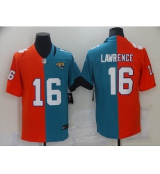 Men's Jacksonville Jaguars #16 Trevor Lawrence Green-Orange Split Fashion Football Limited Jersey