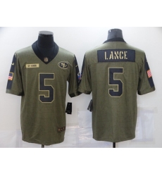 Men's San Francisco 49ers #5 Trey Lance Nike Olive 2021 Salute To Service Limited Player Jersey