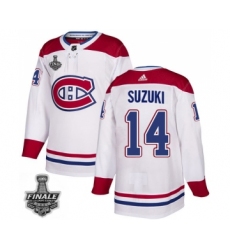 Men's Adidas Canadiens #14 Nick Suzuki White Road Authentic 2021 Stanley Cup Jersey