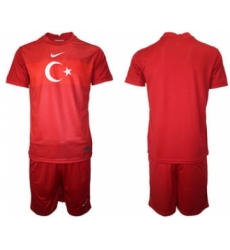 Men's Turkey Custom Euro 2021 Red Soccer Jersey and Shorts