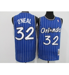 Men's Orlando Magic #32 Shaquille O'Neal Blue Mitchell & Ness Black Retired Player Jersey