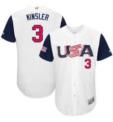 Men's USA Baseball Majestic #3 Ian Kinsler White 2017 World Baseball Classic Authentic Team Jersey