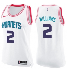 Women's Nike Charlotte Hornets #2 Marvin Williams Swingman White/Pink Fashion NBA Jersey