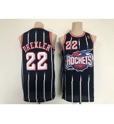 Men's Houston Rockets #22 Clyde Drexler Blue Basketball Jersey