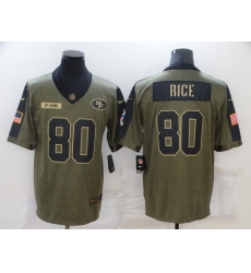 Men's San Francisco 49ers #80 Jerry Rice Nike Olive 2021 Salute To Service Limited Player Jersey