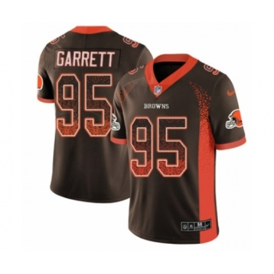 Limited Men's Myles Garrett Brown Jersey - #95 Football Cleveland Browns  100th Season Rush Vapor Untouchable Size 40/M