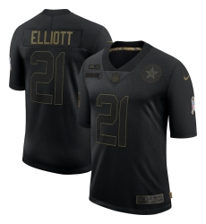 Men's Dallas Cowboys #21 Ezekiel Elliott Black 2020 Salute To Service Limited Jersey