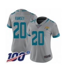 Women's Nike Jacksonville Jaguars #20 Jalen Ramsey Silver Inverted Legend Limited 100th Season NFL Jersey