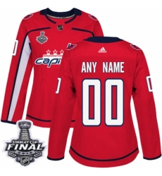 Women's Adidas Washington Capitals Customized Authentic Red Home 2018 Stanley Cup Final NHL Jersey
