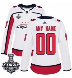Women's Adidas Washington Capitals Customized Premier White Away 2018 Stanley Cup Final NHL Jersey