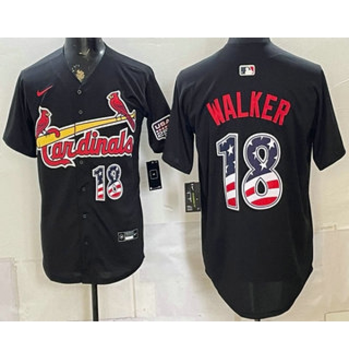 Men's St Louis Cardinals #18 Jordan Walker Black USA 250 Fourth of July Stitched Jersey