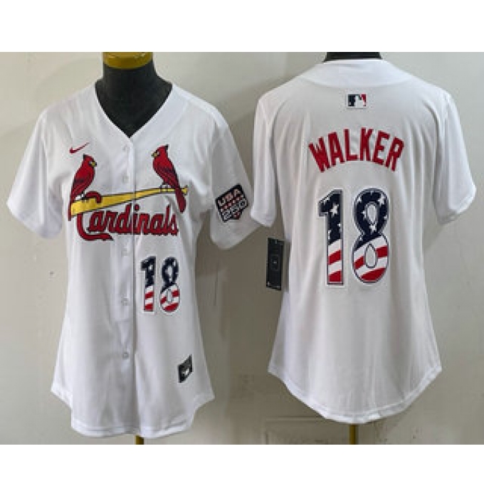 Women's St Louis Cardinals #18 Jordan Walker White USA 250 Fourth of July Stitched Jersey