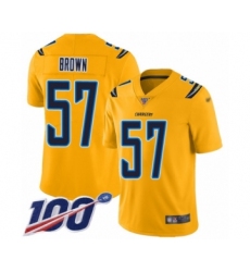 Youth Los Angeles Chargers #57 Jatavis Brown Limited Gold Inverted Legend 100th Season Football Jersey