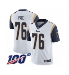 Men's Los Angeles Rams #76 Orlando Pace White Vapor Untouchable Limited Player 100th Season Football Jersey