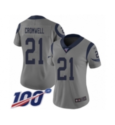Women's Los Angeles Rams #21 Nolan Cromwell Limited Gray Inverted Legend 100th Season Football Jersey