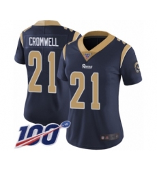 Women's Los Angeles Rams #21 Nolan Cromwell Navy Blue Team Color Vapor Untouchable Limited Player 100th Season Football Jersey