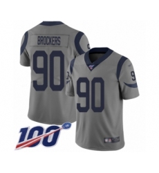 Men's Los Angeles Rams #90 Michael Brockers Limited Gray Inverted Legend 100th Season Football Jersey