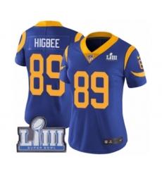Women's Nike Los Angeles Rams #89 Tyler Higbee Royal Blue Alternate Vapor Untouchable Limited Player Super Bowl LIII Bound NFL Jersey