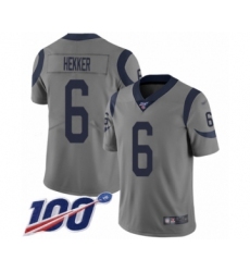 Men's Los Angeles Rams #6 Johnny Hekker Limited Gray Inverted Legend 100th Season Football Jersey