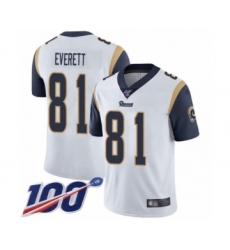Men's Los Angeles Rams #81 Gerald Everett White Vapor Untouchable Limited Player 100th Season Football Jersey
