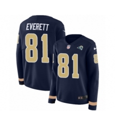 Women's Nike Los Angeles Rams #81 Gerald Everett Limited Navy Blue Therma Long Sleeve NFL Jersey