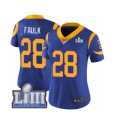 Women's Nike Los Angeles Rams #28 Marshall Faulk Royal Blue Alternate Vapor Untouchable Limited Player Super Bowl LIII Bound NFL Jersey