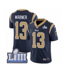 Men's Nike Los Angeles Rams #13 Kurt Warner Navy Blue Team Color Vapor Untouchable Limited Player Super Bowl LIII Bound NFL Jersey