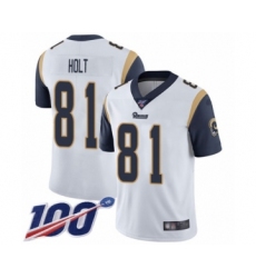 Men's Los Angeles Rams #81 Torry Holt White Vapor Untouchable Limited Player 100th Season Football Jersey