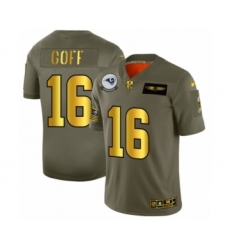 Men's Los Angeles Rams #16 Jared Goff Limited Olive Gold 2019 Salute to Service Football Jersey