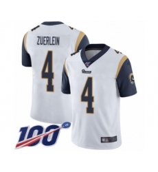 Men's Los Angeles Rams #4 Greg Zuerlein White Vapor Untouchable Limited Player 100th Season Football Jersey