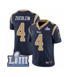 Men's Nike Los Angeles Rams #4 Greg Zuerlein Navy Blue Team Color Vapor Untouchable Limited Player Super Bowl LIII Bound NFL Jersey