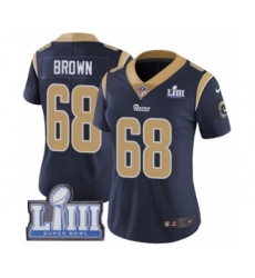 Women's Nike Los Angeles Rams #68 Jamon Brown Navy Blue Team Color Vapor Untouchable Limited Player Super Bowl LIII Bound NFL Jersey