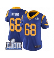 Women's Nike Los Angeles Rams #68 Jamon Brown Royal Blue Alternate Vapor Untouchable Limited Player Super Bowl LIII Bound NFL Jersey