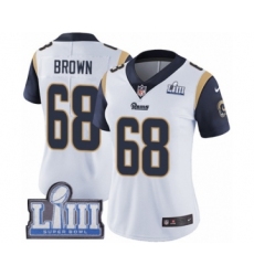 Women's Nike Los Angeles Rams #68 Jamon Brown White Vapor Untouchable Limited Player Super Bowl LIII Bound NFL Jersey