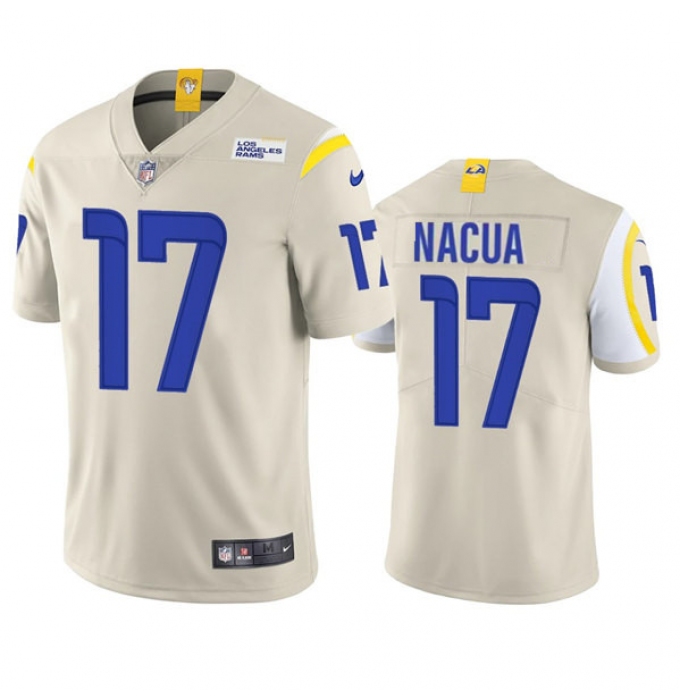 Men's Los Angeles Rams #17 Puka Nacua Bone Vapor Untouchable Limited Stitched Jersey