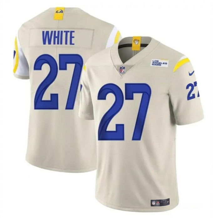 Men's Los Angeles Rams #27 Tre'Davious White Bone Vapor Untouchable Football Stitched Jersey
