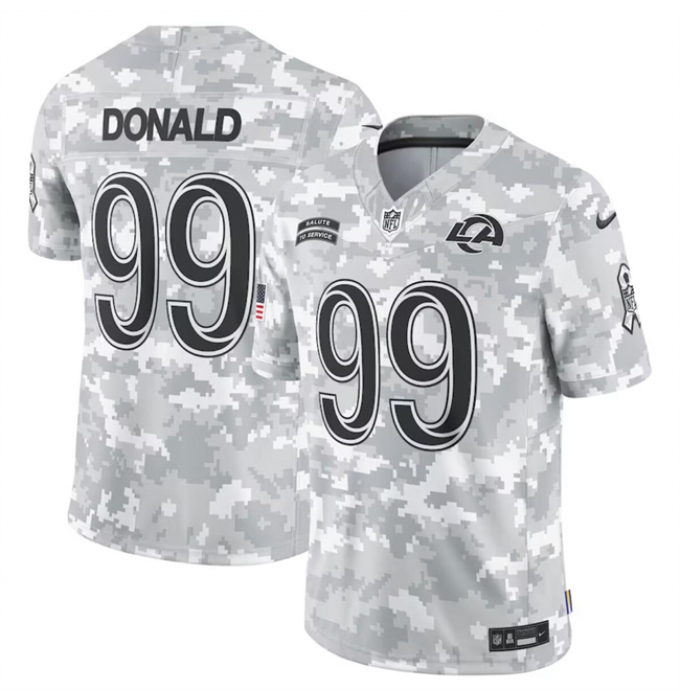 Men's Los Angeles Rams #99 Aaron Donald 2024 Arctic Camo Salute To Service Limited Stitched Football Jersey