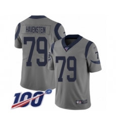 Men's Los Angeles Rams #79 Rob Havenstein Limited Gray Inverted Legend 100th Season Football Jersey